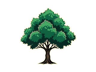 緑豊かな木 立派に立つ ポップな色使いのイラスト