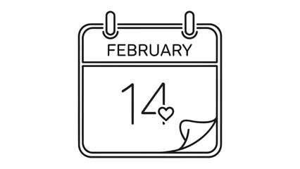Fototapeta premium February 14: Love's Special Day: The calendar highlights the special date, a celebration of affection with the heart on it. 