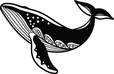 whale marine animal silhouette vector illustration
