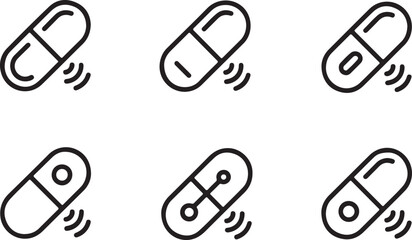 Wireless Capsule Pill Icons Set