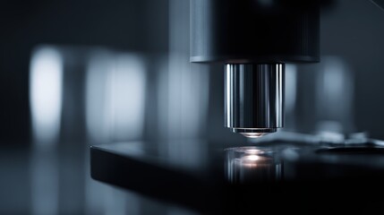 Laboratory microscope scene with data-driven investigation theme