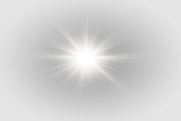 Bright white light burst with soft radial rays, abstract luminous energy glow effect illustration...