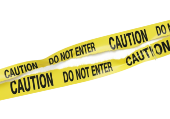 Caution tape warning construction site safety alert urban isolated on transparent background