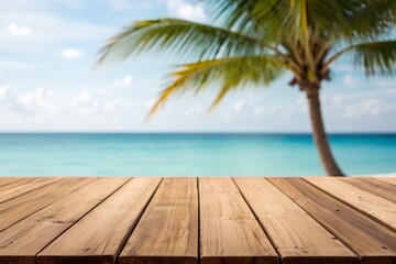 Fototapeta premium Tropical beach with palm trees and ocean view