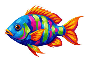 Vibrant tropical fish swimming underwater scene digital colorful isolated on transparent background