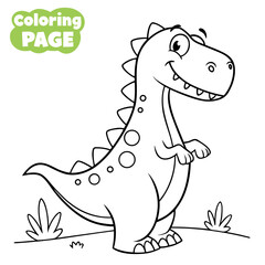Fototapeta premium Cute Dinosaur Coloring Book Illustration for Young Children