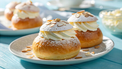 Semla or semlor, vastlakukkel, laskiaispulla is a traditional sweet roll baked in various forms in the nordic countries in sweden, finland, estonia, norway, denmark, especially shrove monday and shrov