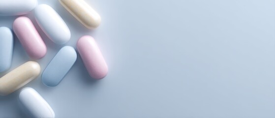 Pharmaceutical product hero image for website banner, clean clinical mood