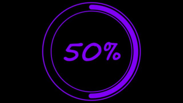 Circle countdown timer animation from 0 to 100 second animation on black background with alpha channel, 100 second countdown timer, special offers on promotional materials. Countdown video 4k 