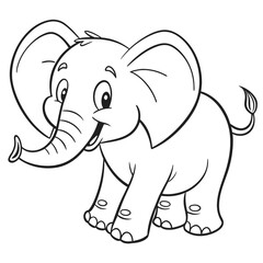 Naklejka premium Cute Elephant Coloring Book Illustration with Minimal Lines
