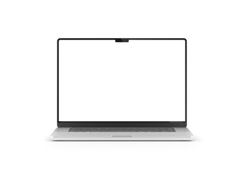 Modern laptop computer screen isolated on transparent background with shadows. 3D rendering