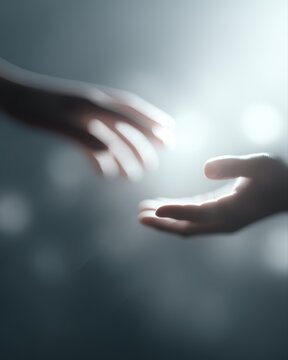 Crisis support concept with human hands reaching out for help and connection