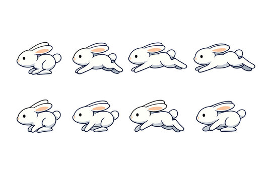 Cute white bunny rabbit animation frames