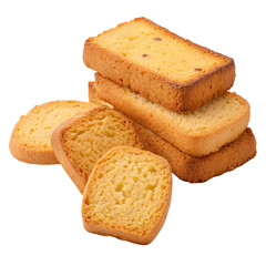 Delicious slices of yellow cake with crumbs on black background