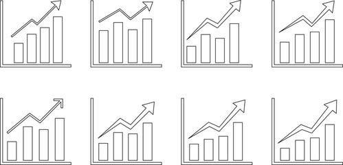 Graphical representation of data trends, Vector, Editable stroke. EPS-10. 