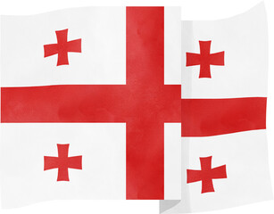illustration of Georgia flag in watercolor style