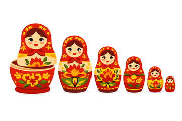Russian nesting dolls with glowing effect