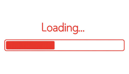 Red loading bar with the text loading on transparent background