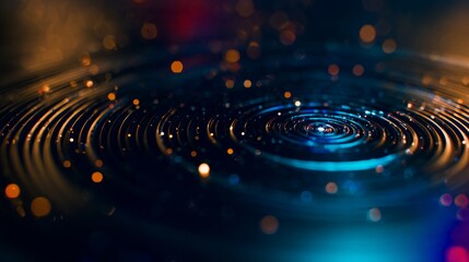 rotating. Abstract concentric circles with glowing center and rotating orbits. product launch decks, UI/UX mockups, designed for product launches and innovation pitches, used by it administrators.
