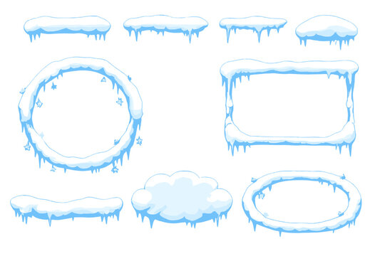 Winter Holiday Frames with Snow and Ice