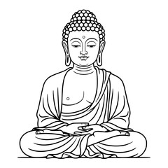 Line art of buddha in meditation pose