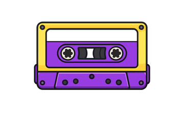 Obraz premium Retro cassette tape with purple and yellow design
