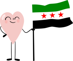 illustration of Syria flag with heart cartoon character