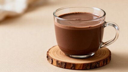 Fototapeta premium Hot Chocolate In Clear Glass Mug