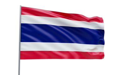 The Thailand flag waving gracefully in the wind, showcasing the country's national colors