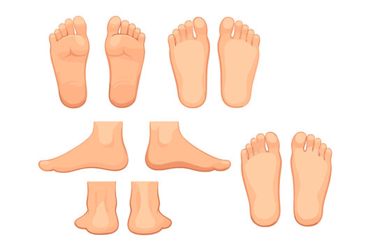 Set of cartoon feet illustrations in various poses