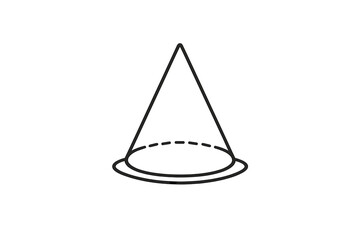 Fototapeta premium 3D cone outline with dashed circle on grey gradient background