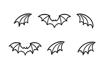Obraz premium Six Dark Bat Silhouettes on a Grey Background