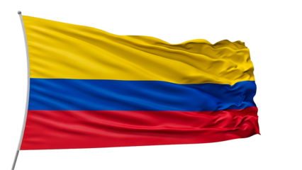 The national flag of Colombia waving proudly in the wind