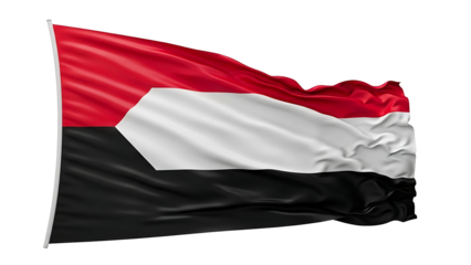 An eye-level shot of a flag with a unique design, showing the rich colors and subtle textures of the fabric, symbol of identity and pride