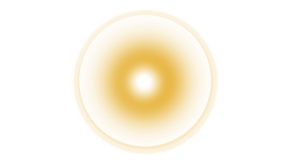Bright Golden Yellow Glowing Light Orb with Soft Radial Blur on White Background, Warm Solar Abstract Lens Flare Element