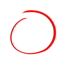 Doodle red circle brush stroke marker highlighter Isolated on transparent background