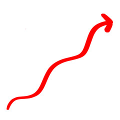 Red arrow hand drawn Isolated on transparent background