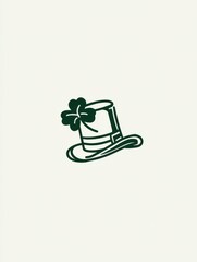 Leprechaun Hat Line Art Illustration for St Patrick&rsquo;s Day