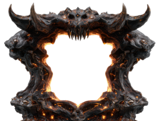 Fierce demonic frame with horns and fiery accents