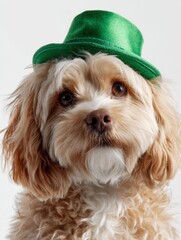 Cute Dog Wearing Leprechaun Hat for St Patrick&rsquo;s Day