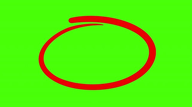Hand drawn circle in red marker, with a green screen background 
