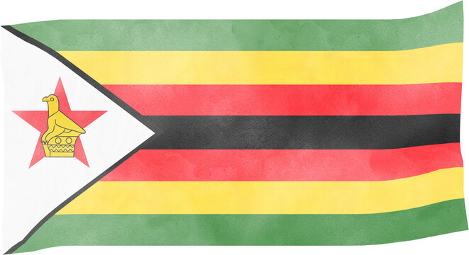 illustration of Zimbabwe flag in watercolor style