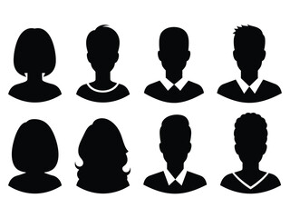 Silhouettes of diverse people a collection of head and shoulder profiles