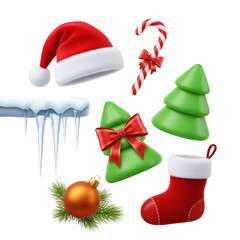 Christmas elements set on white background