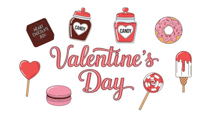 Valentine's Day Delights: A collection of delightful Valentine's Day treats, from heart-shaped lollipops to sweet candies, creating a tempting visual feast.