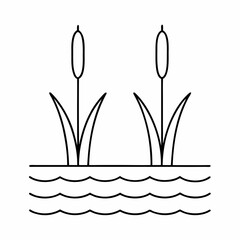lake surface icon outline vector illustration