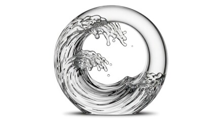 Abstract water wave in circular shape, isolated on white background