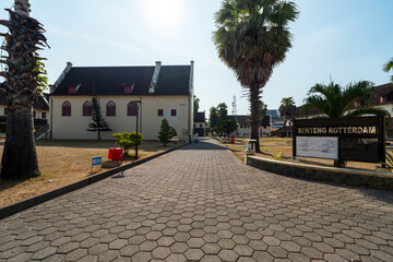 View of Fort Rotterdam in Makassar Sulawesi. Fort Rotterdam is a 17th-century Dutch fort and iconic landmark in Makassar.