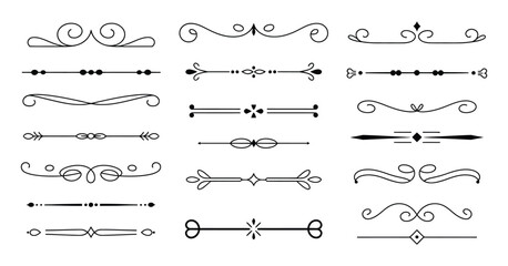 Fototapeta premium decorative borders and dividers collection with elegant swirls and ornate designs, a top ranked set for creative projects, invitations, stationery, digital design, and sophisticated artistic layouts.