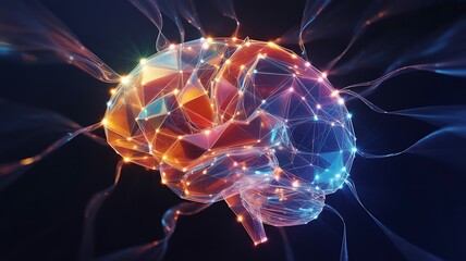 Digital Brain Activity: Neural Network & AI Concepts with Glowing Connections
